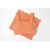 imageQINSEN Workout Sets for Women 2 Piece Seamless Ribbed Crop Tank High Waist Shorts Yoga OutfitsLight Orange