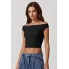 imageQINSEN Womens Cowl Neck Top Sleeveless Ruched Double Lined Crop Top Y2k T ShirtsBlack