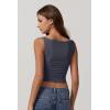 imageQINSEN Womens Cowl Neck Top Sleeveless Ruched Double Lined Crop Top Y2k T ShirtsDark Grey