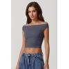 imageQINSEN Womens Cowl Neck Top Sleeveless Ruched Double Lined Crop Top Y2k T ShirtsDark Grey
