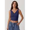 imageQINSEN Womens Cowl Neck Top Sleeveless Ruched Double Lined Crop Top Y2k T ShirtsEstate Blue