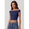 imageQINSEN Womens Cowl Neck Top Sleeveless Ruched Double Lined Crop Top Y2k T ShirtsEstate Blue