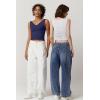imageQINSEN Womens Cowl Neck Top Sleeveless Ruched Double Lined Crop Top Y2k T ShirtsEstate Blue