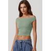 imageQINSEN Womens Cowl Neck Top Sleeveless Ruched Double Lined Crop Top Y2k T ShirtsGreen