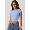 imageQINSEN Womens Cowl Neck Top Sleeveless Ruched Double Lined Crop Top Y2k T ShirtsLight Blue