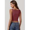 imageQINSEN Womens Cowl Neck Top Sleeveless Ruched Double Lined Crop Top Y2k T ShirtsMerlot