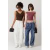 imageQINSEN Womens Cowl Neck Top Sleeveless Ruched Double Lined Crop Top Y2k T ShirtsMerlot
