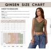 imageQINSEN Womens Cowl Neck Top Sleeveless Ruched Double Lined Crop Top Y2k T ShirtsOlive Green