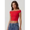 imageQINSEN Womens Cowl Neck Top Sleeveless Ruched Double Lined Crop Top Y2k T ShirtsRed