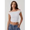 imageQINSEN Womens Cowl Neck Top Sleeveless Ruched Double Lined Crop Top Y2k T ShirtsWhite