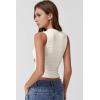 imageQINSEN Womens Square Neck Tank Tops Side Ruched Double Lined Slim Fit Summer Going Out Crop TopBeige