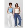 imageQINSEN Womens Square Neck Tank Tops Side Ruched Double Lined Slim Fit Summer Going Out Crop TopBeige