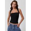 imageQINSEN Womens Square Neck Tank Tops Side Ruched Double Lined Slim Fit Summer Going Out Crop TopBlack