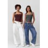imageQINSEN Womens Square Neck Tank Tops Side Ruched Double Lined Slim Fit Summer Going Out Crop TopBurgundy
