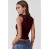 imageQINSEN Womens Square Neck Tank Tops Side Ruched Double Lined Slim Fit Summer Going Out Crop TopBurgundy