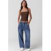 imageQINSEN Womens Square Neck Tank Tops Side Ruched Double Lined Slim Fit Summer Going Out Crop TopChestnut