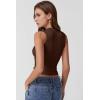 imageQINSEN Womens Square Neck Tank Tops Side Ruched Double Lined Slim Fit Summer Going Out Crop TopChestnut