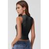imageQINSEN Womens Square Neck Tank Tops Side Ruched Double Lined Slim Fit Summer Going Out Crop TopDark Grey