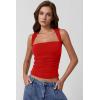 imageQINSEN Womens Square Neck Tank Tops Side Ruched Double Lined Slim Fit Summer Going Out Crop TopFairy Red