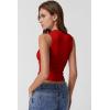 imageQINSEN Womens Square Neck Tank Tops Side Ruched Double Lined Slim Fit Summer Going Out Crop TopFairy Red