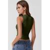 imageQINSEN Womens Square Neck Tank Tops Side Ruched Double Lined Slim Fit Summer Going Out Crop TopOlive Green