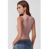 imageQINSEN Womens Square Neck Tank Tops Side Ruched Double Lined Slim Fit Summer Going Out Crop TopPink