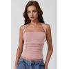 imageQINSEN Womens Square Neck Tank Tops Side Ruched Double Lined Slim Fit Summer Going Out Crop TopPink