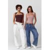 imageQINSEN Womens Square Neck Tank Tops Side Ruched Double Lined Slim Fit Summer Going Out Crop TopPink