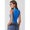 imageQINSEN Womens Square Neck Tank Tops Side Ruched Double Lined Slim Fit Summer Going Out Crop TopSapphire Blue