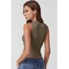 imageQINSEN Womens Square Neck Tank Tops Side Ruched Double Lined Slim Fit Summer Going Out Crop TopTurner Taupe