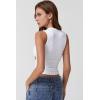 imageQINSEN Womens Square Neck Tank Tops Side Ruched Double Lined Slim Fit Summer Going Out Crop TopWhite