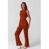 imageQINSEN Lounge Sets for Women Two Piece Outfits Knit Sleeveless Vented Hemline Tops Wide Leg Pants Sweater SetsRooibos Tea