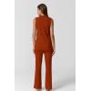 imageQINSEN Lounge Sets for Women Two Piece Outfits Knit Sleeveless Vented Hemline Tops Wide Leg Pants Sweater SetsRooibos Tea