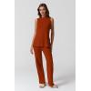 imageQINSEN Lounge Sets for Women Two Piece Outfits Knit Sleeveless Vented Hemline Tops Wide Leg Pants Sweater SetsRooibos Tea