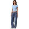 imageQINSEN Short Sleeve Shirts for Women Round Neck Basic Double Lined Tees Fitted Y2k Crop TopsSky Blue