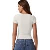 imageQINSEN Short Sleeve Shirts for Women Round Neck Basic Double Lined Tees Fitted Y2k Crop TopsWhite