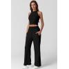 imageQINSEN Womens 2 Piece Sets Summer Ribbed Knit Crop Tank Tops Wide Leg Pants Sleeveless TracksuitBlack