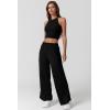 imageQINSEN Womens 2 Piece Sets Summer Ribbed Knit Crop Tank Tops Wide Leg Pants Sleeveless TracksuitBlack