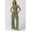 imageQINSEN Womens 2 Piece Sets Summer Ribbed Knit Crop Tank Tops Wide Leg Pants Sleeveless TracksuitRed
