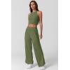 imageQINSEN Womens 2 Piece Sets Summer Ribbed Knit Crop Tank Tops Wide Leg Pants Sleeveless TracksuitRed