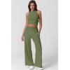 imageQINSEN Womens 2 Piece Sets Summer Ribbed Knit Crop Tank Tops Wide Leg Pants Sleeveless TracksuitRed