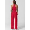 imageQINSEN Womens 2 Piece Sets Summer Ribbed Knit Crop Tank Tops Wide Leg Pants Sleeveless TracksuitRed