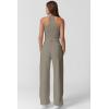 imageQINSEN Womens 2 Piece Sets Summer Ribbed Knit Crop Tank Tops Wide Leg Pants Sleeveless TracksuitSage Green