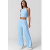 imageQINSEN Womens 2 Piece Sets Summer Ribbed Knit Crop Tank Tops Wide Leg Pants Sleeveless TracksuitSky Blue