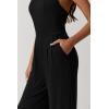 imageQINSEN Womens Casual Loose Overalls Jumpsuit Square Neck One Piece Sleeveless Wide Leg Rompers OutfitsBlack