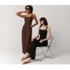 imageQINSEN Womens Casual Loose Overalls Jumpsuit Square Neck One Piece Sleeveless Wide Leg Rompers OutfitsBlack