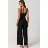 imageQINSEN Womens Casual Loose Overalls Jumpsuit Square Neck One Piece Sleeveless Wide Leg Rompers OutfitsBlack