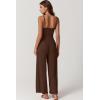 imageQINSEN Womens Casual Loose Overalls Jumpsuit Square Neck One Piece Sleeveless Wide Leg Rompers OutfitsChestnut