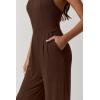 imageQINSEN Womens Casual Loose Overalls Jumpsuit Square Neck One Piece Sleeveless Wide Leg Rompers OutfitsChestnut