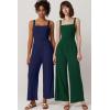 imageQINSEN Womens Casual Loose Overalls Jumpsuit Square Neck One Piece Sleeveless Wide Leg Rompers OutfitsNavy Blue